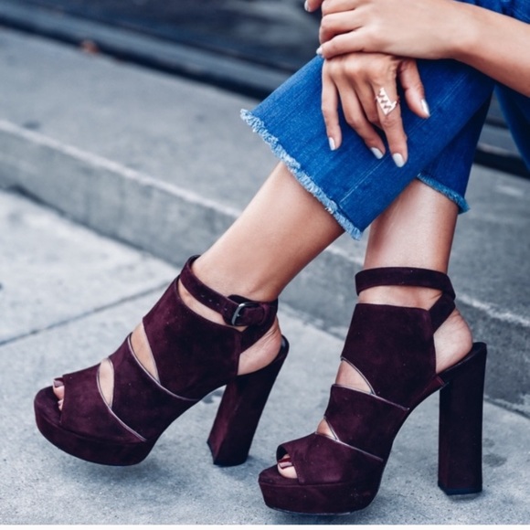 Stuart Weitzman Shoes - Stuart Weitzman purple suede strappy platform heel